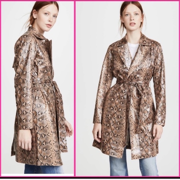 NWT FP Leather python trenchcoat- red or beige - Picture 3 of 5